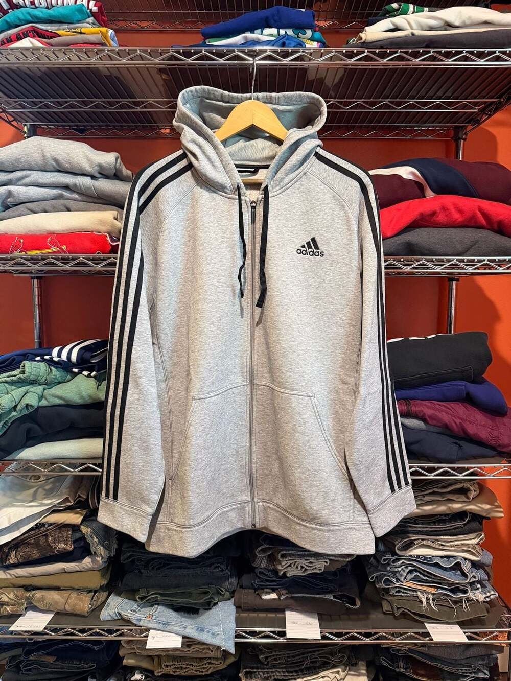Adidas Men's Essentials French Terry 3-Stripes Full-Zip Hoodie Jacket Mens XL